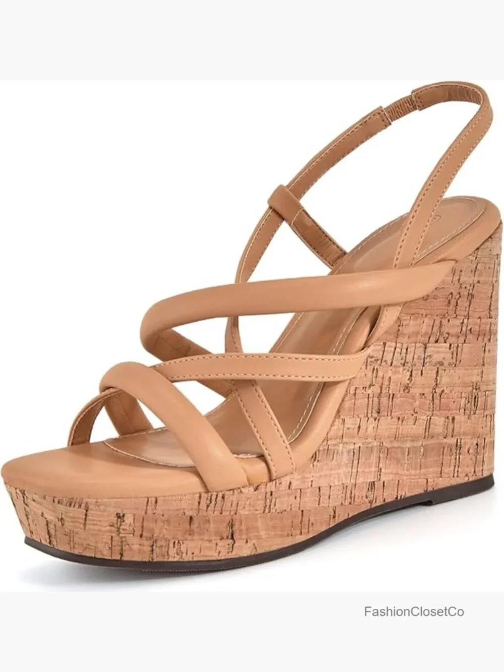 Cork Platform Wedge Sandals Slingback Espadrilles Heels Summer Shoes